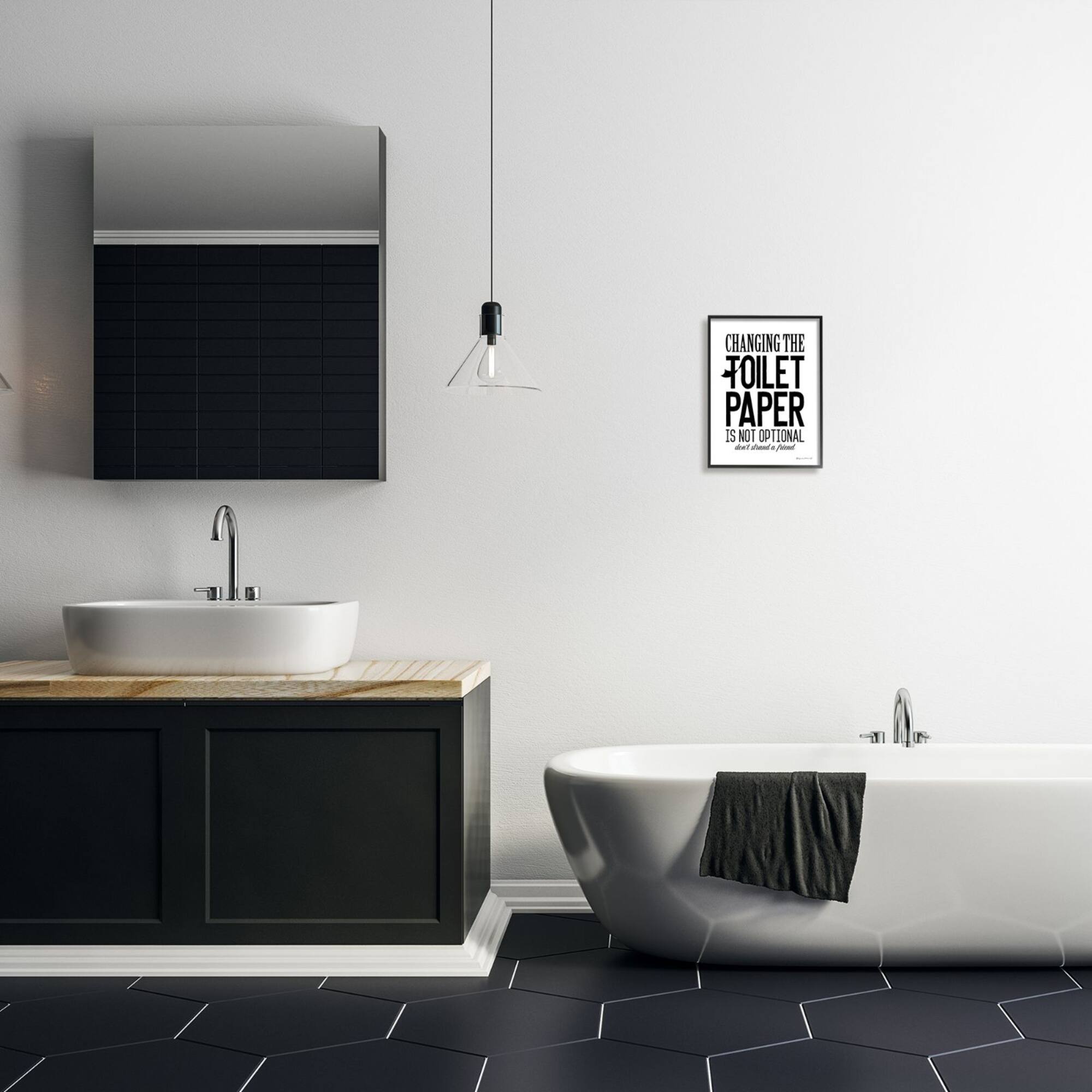 Stupell Industries Changing Toilet Paper Not Optional Funny Bathroom Phrase Framed Wall Art